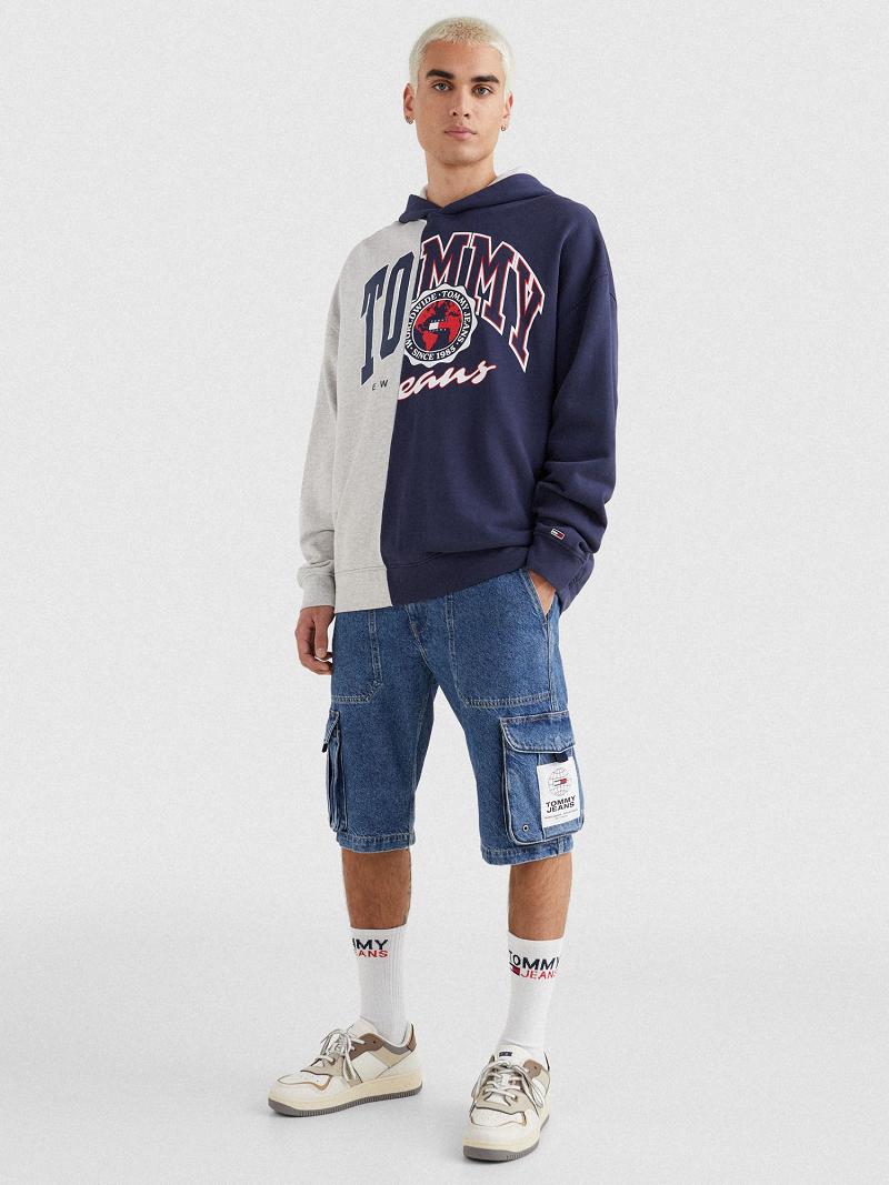 Férfi Tommy Hilfiger Classic cut-and-sew tommy Hoodies Sötétkék Színes | HU 1219HAP